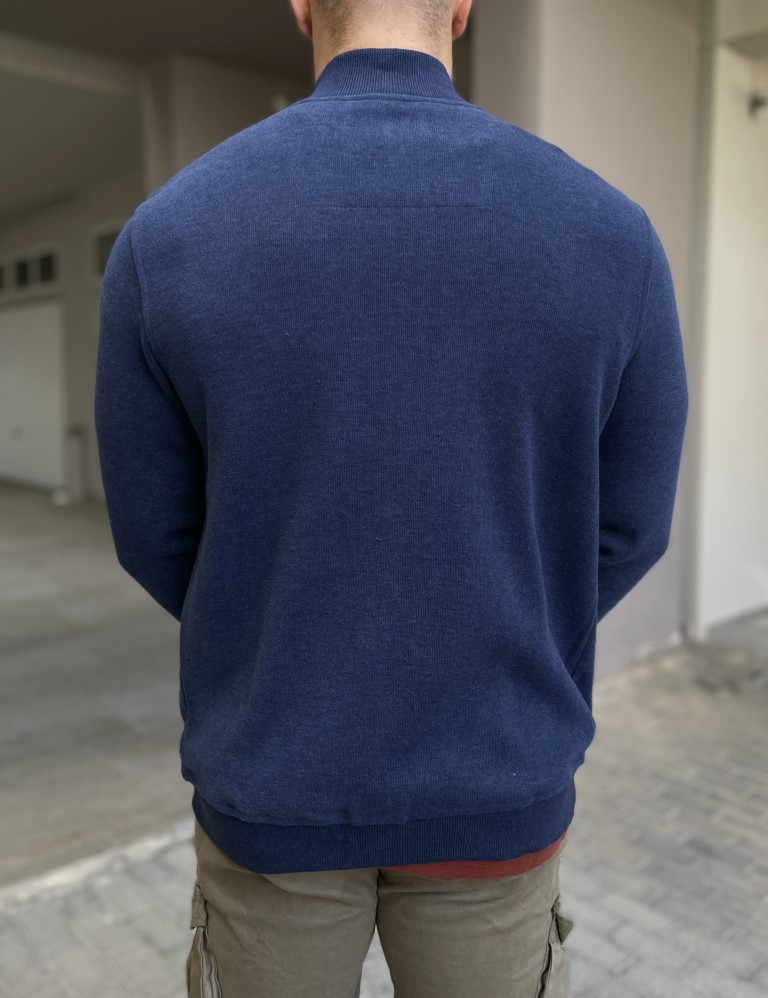 Ανδρική μπλε indigo βαμβακερή ζακέτα με γιακά 2330I φωτογραφία